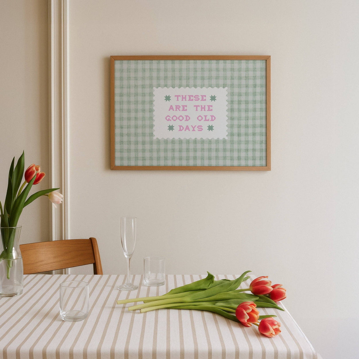 These Are The Good Old Days Gingham Print