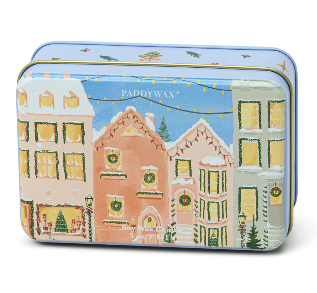 Paddywax Christmas Tin 5oz/141g Christmas Village - Gingerbread & Vanilla