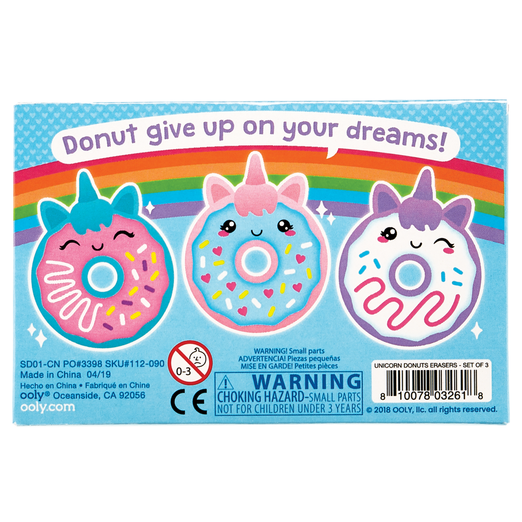Ooly Magic Bakery Unicorn Donuts Scented Erasers - Set of 3