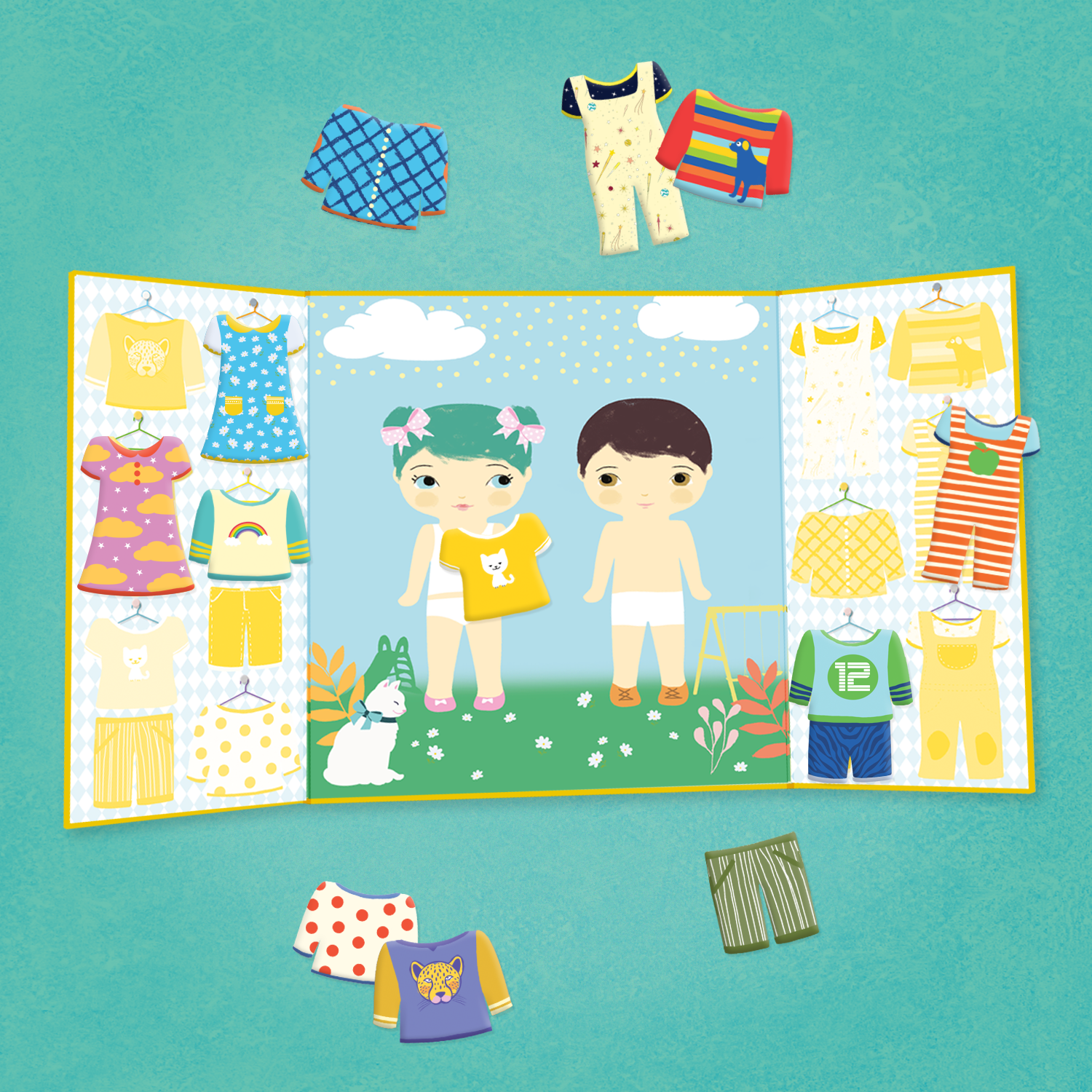 Djeco Easy To Peel Sticker Play Board - Clothes