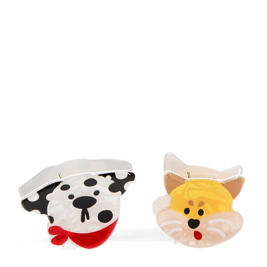Mini hair claw clips (set of 2) - Cat and dog
