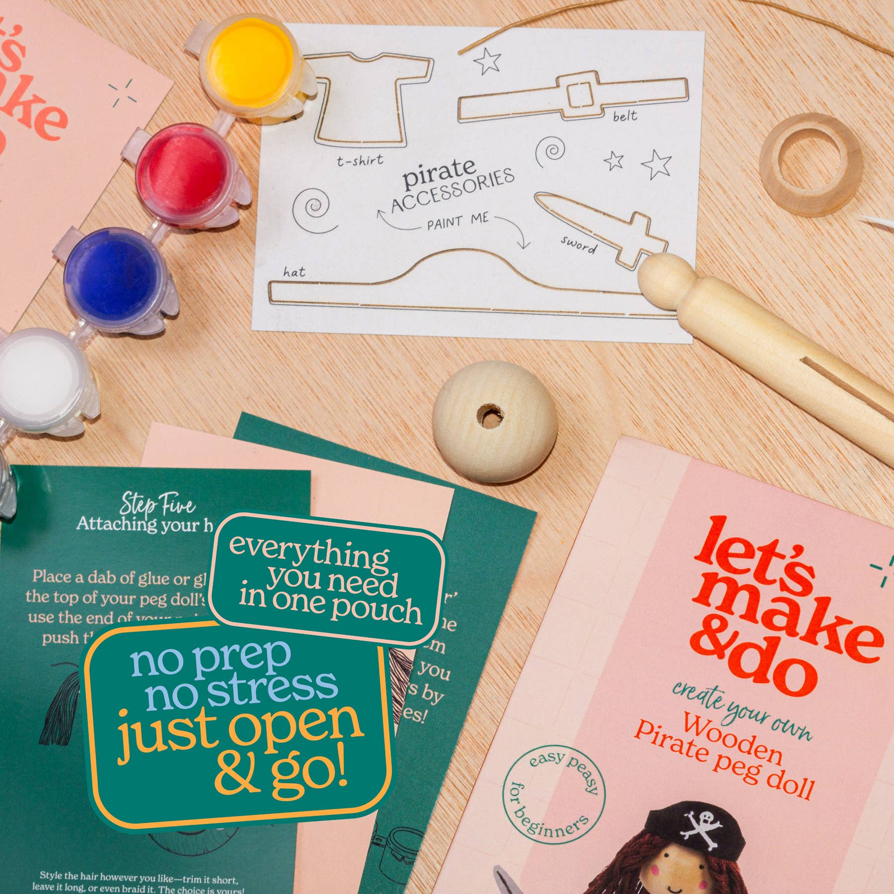 Make Your Own Pirate Craft Kit - Wooden Painting Gift Set