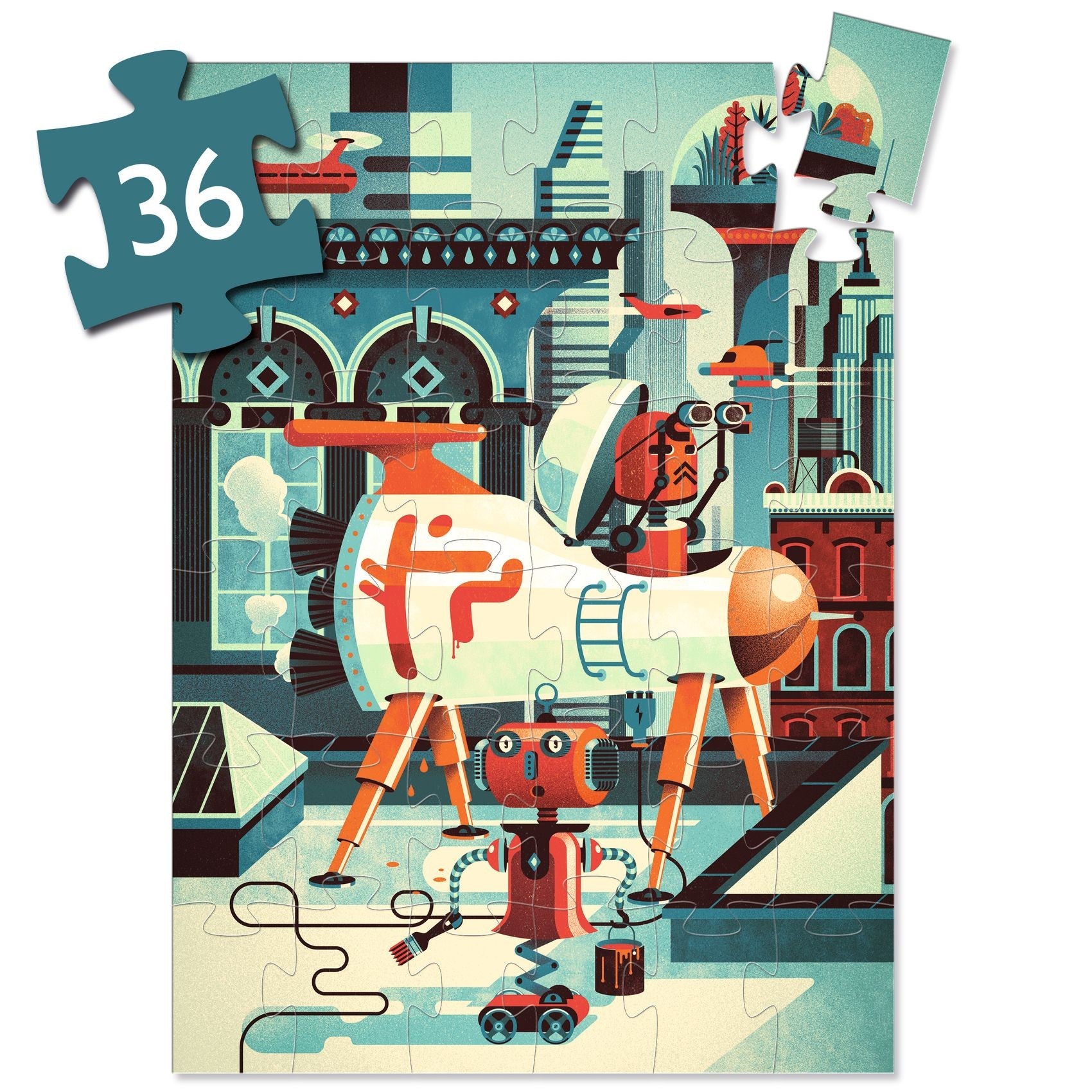 Djeco Silhouette 36 Piece Puzzle - Bob The Robot