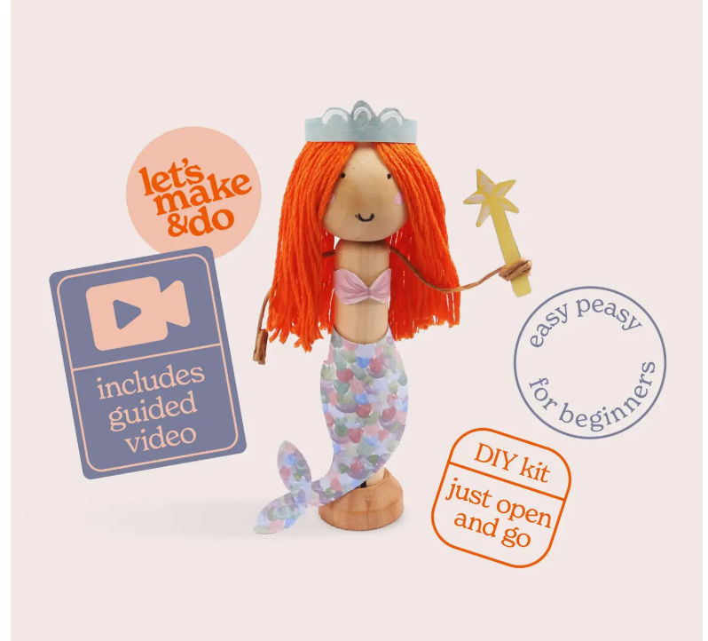 Let's Make & Do Kids Craft Mermaid Peg Doll Kit