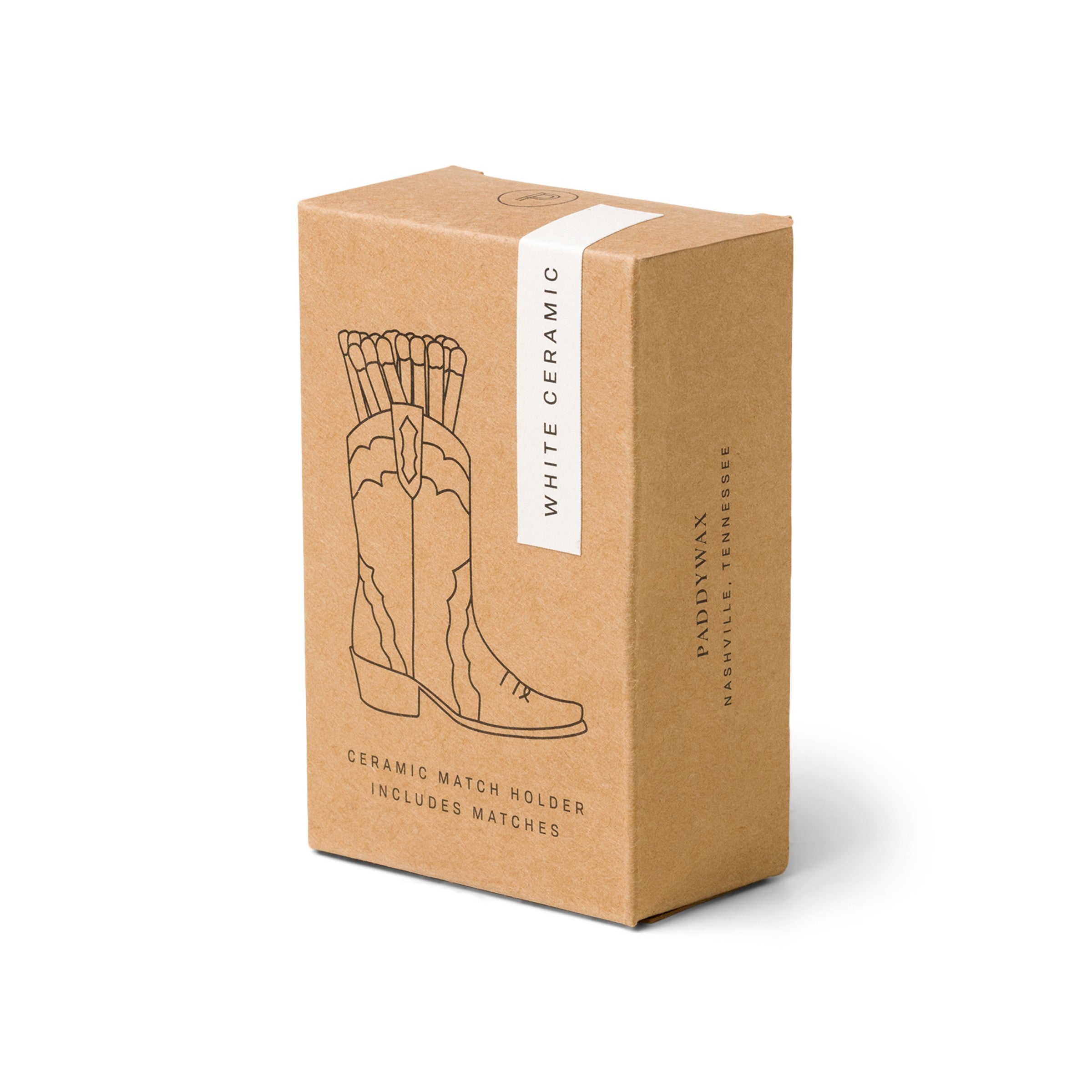 Paddywax Nashville Ceramic Boot Match Holder (25 Pcs) - White