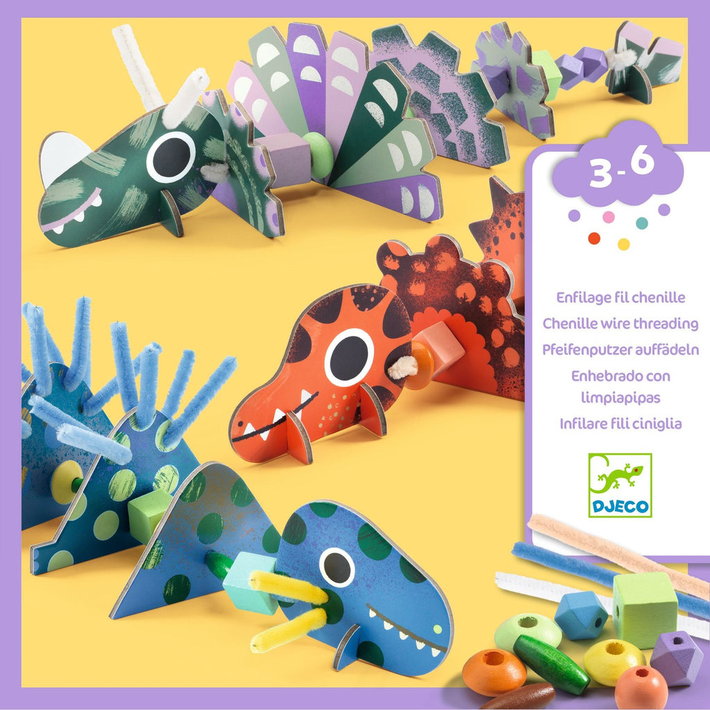 Djeco Chenille Wire Threading Terrible Dinos