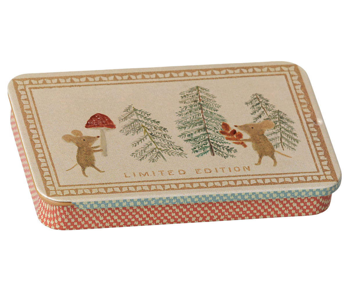 Maileg Metal box w. sliding lid - Christmas mice