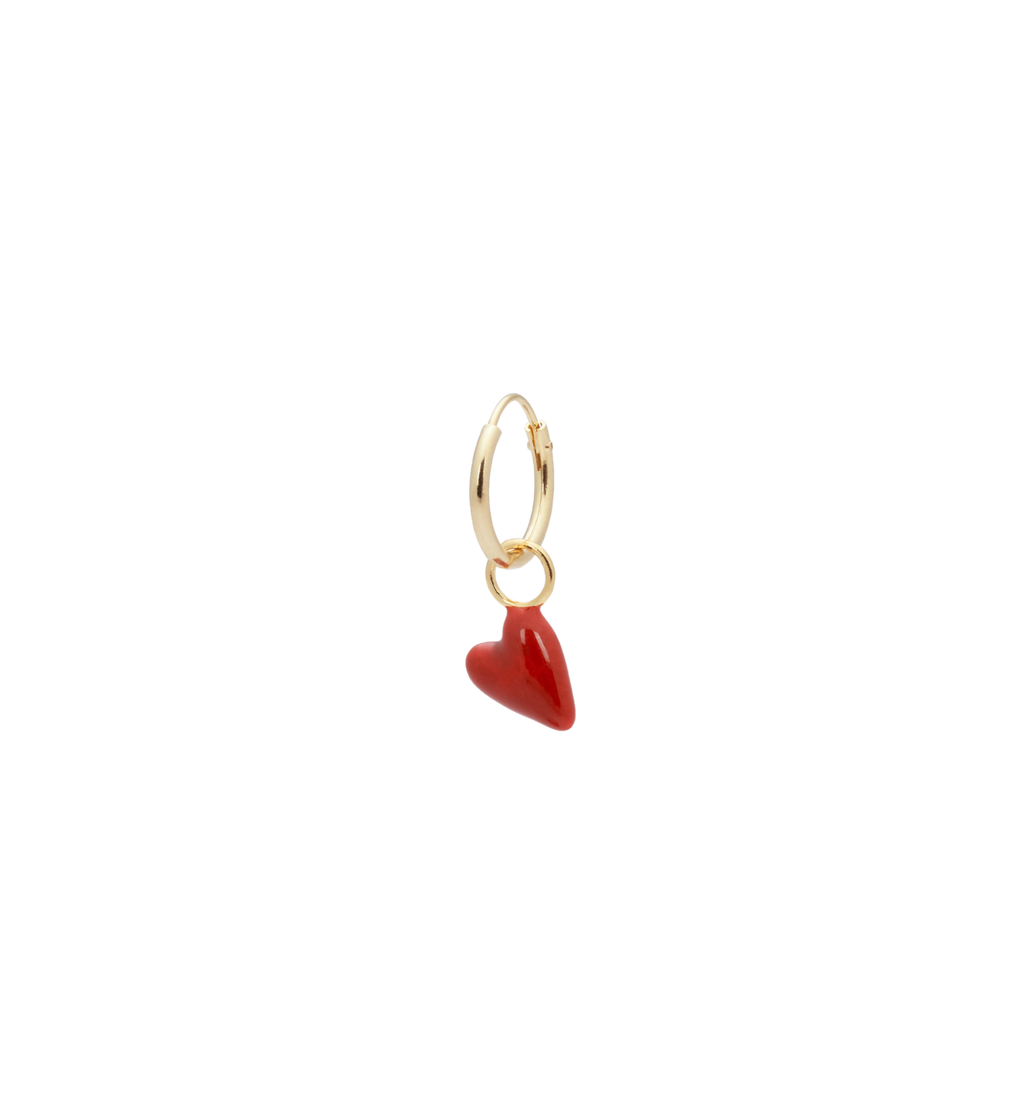 Anna + Nina Single Heart Beat Ring Earring Gold Plated