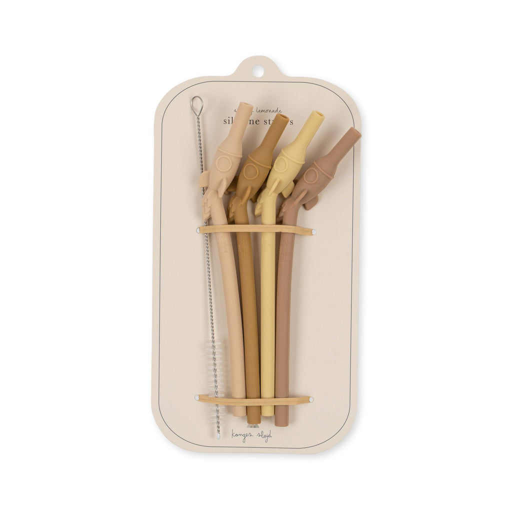 Konges Slojd 4 Pack Silicone Straws Rocket