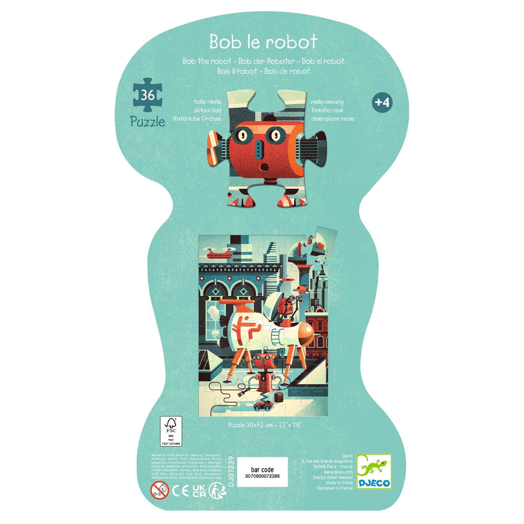 Djeco Silhouette 36 Piece Puzzle - Bob The Robot