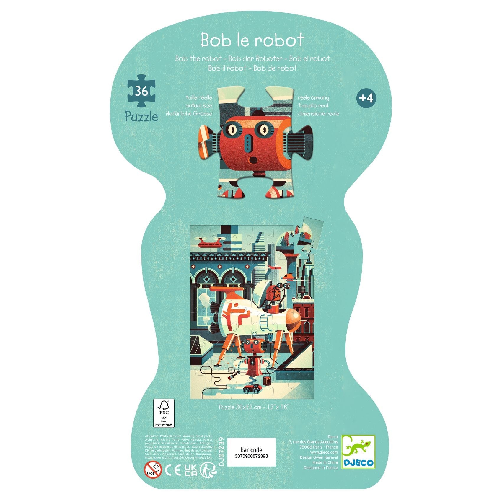 Djeco Silhouette 36 Piece Puzzle - Bob The Robot