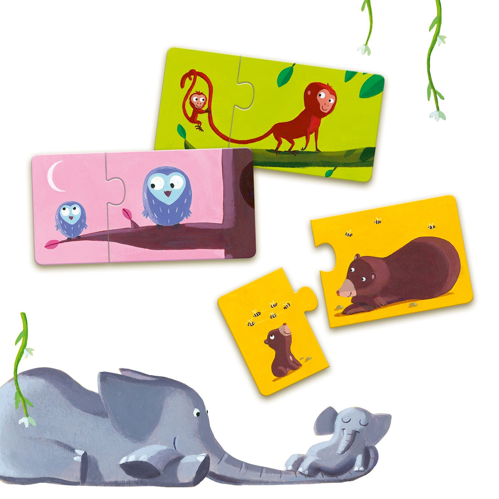 Djeco 12 Duo Puzzles - Mom and Baby