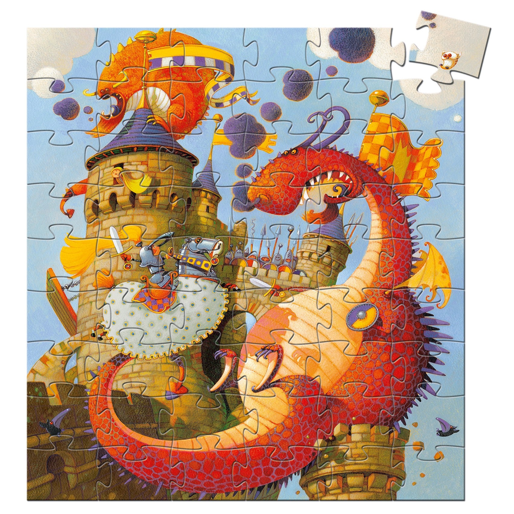 Djeco Silhouette 54 Piece Puzzle - Vaillant and The Dragon