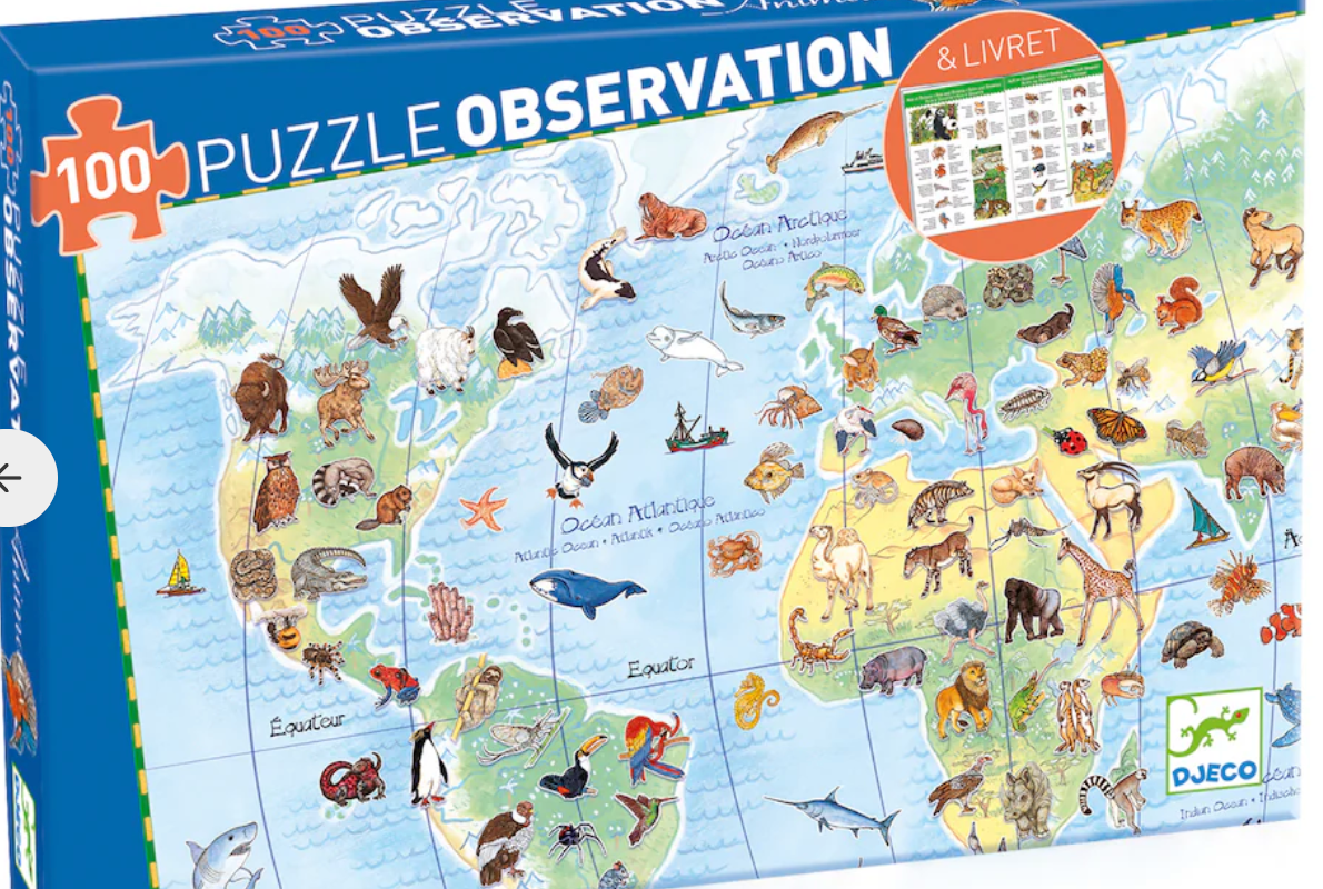 Djeco - PUZZLE OBSERVATION - World's animals +  booklet