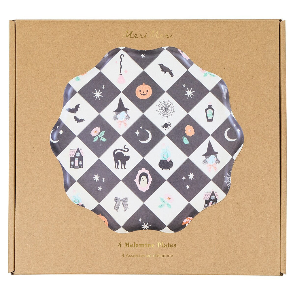 Meri Meri Patchwork Halloween Reusable Large Plates (x 4)