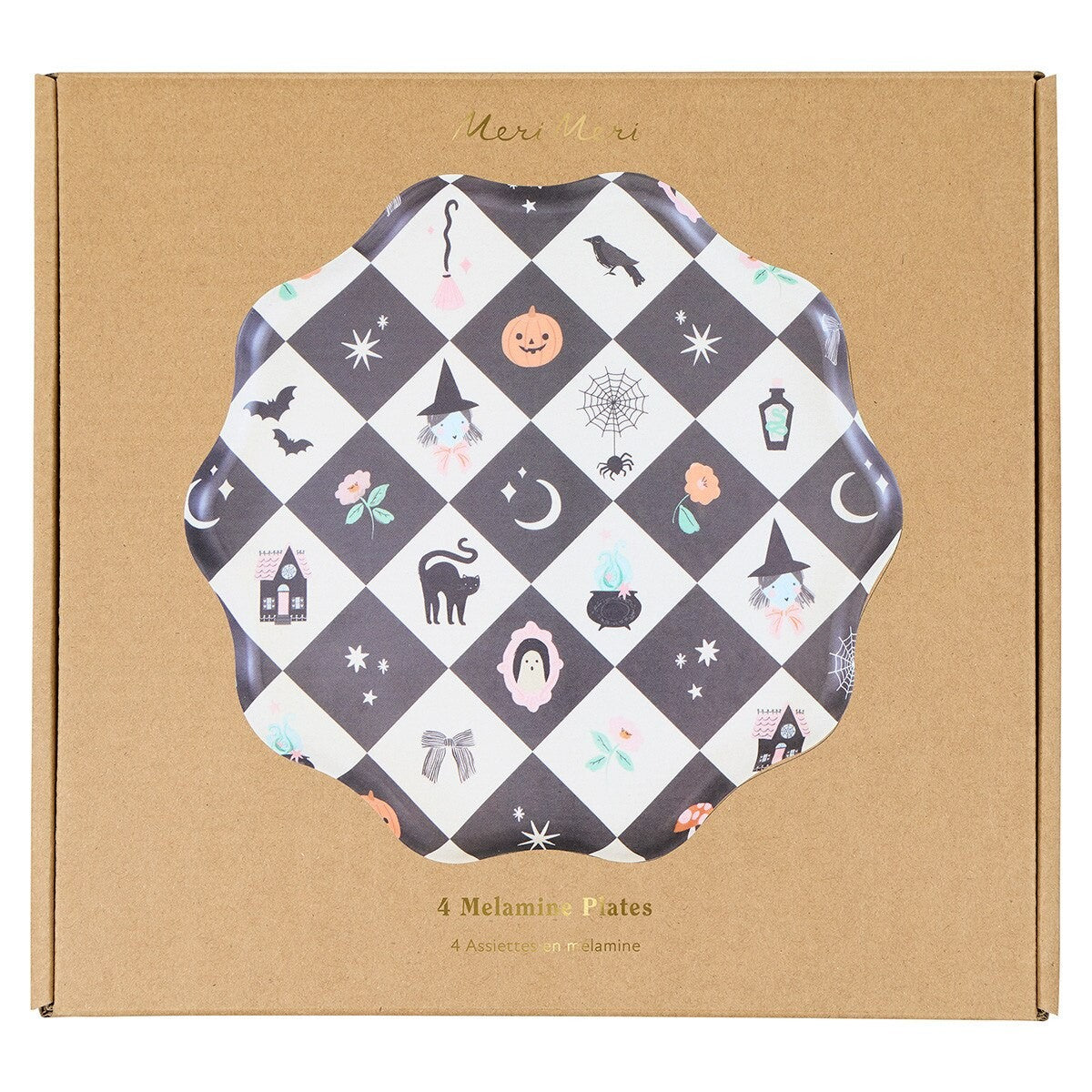 Meri Meri Patchwork Halloween Reusable Large Plates (x 4)